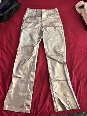 Fashion Nova Metallic Flare Pants Size XS Like New